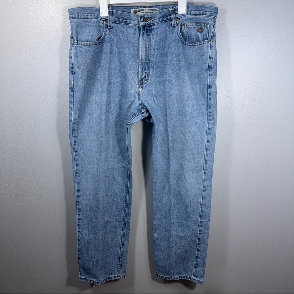 Harley Davidson Jeans Mens 40/32 Blue Stonewash Regular Straight Biker Grunge